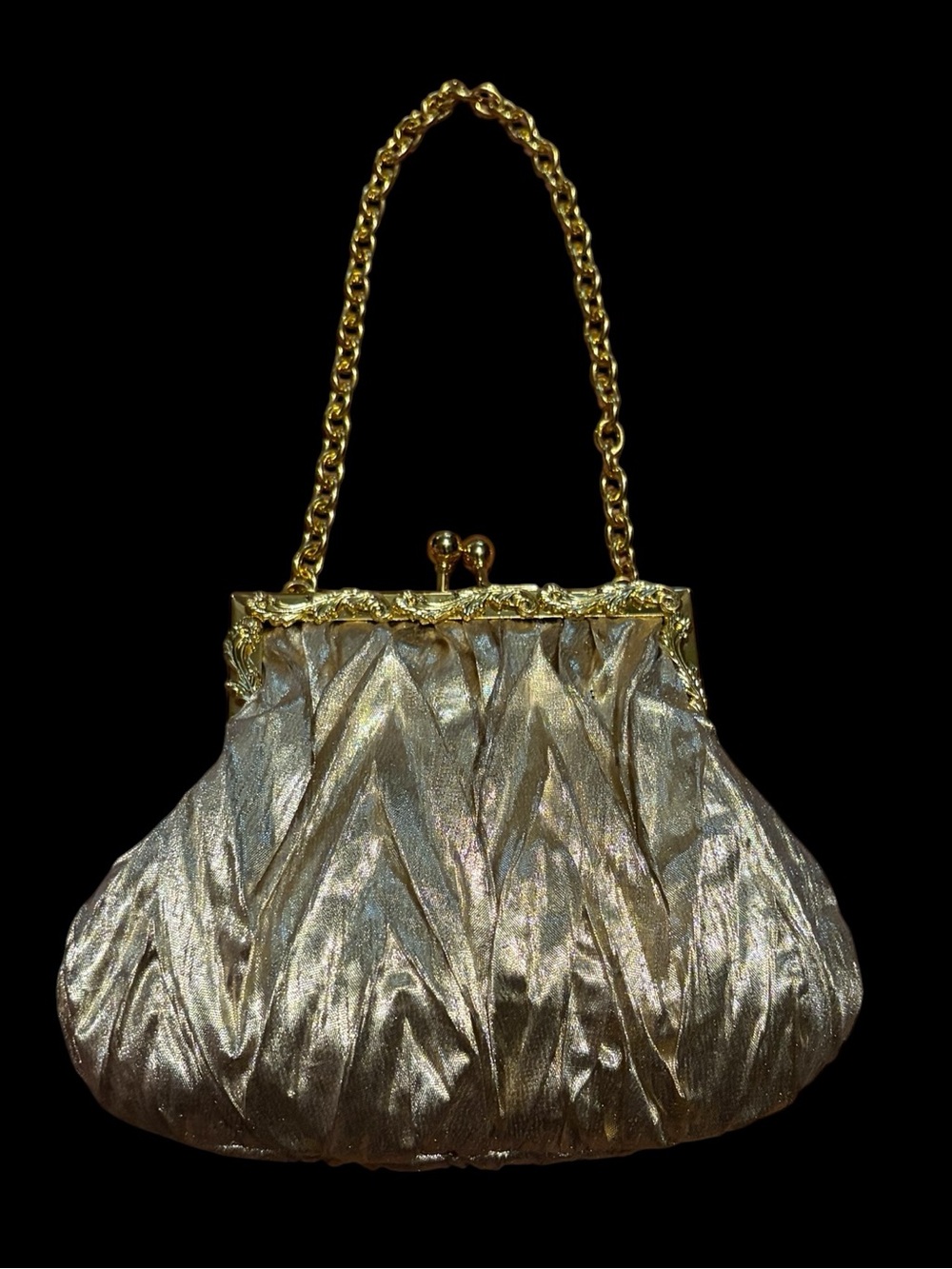 Gold Metallic Evening‎ Clutch with Chain Handle